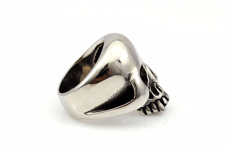 Biker's Smooth Stainless Steel Skull Ring