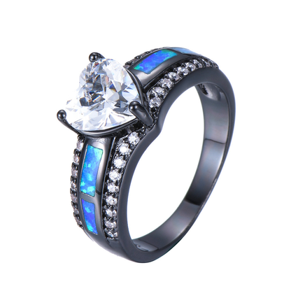 April Black Gold Filled Heart Birthstone Ring