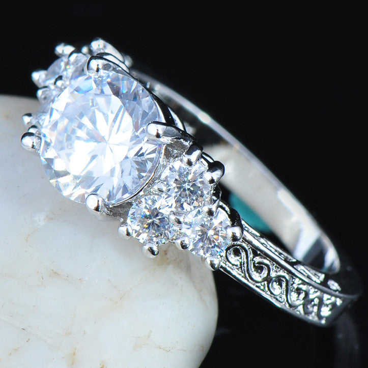 White Gold Filled  April Birthstone Ring
