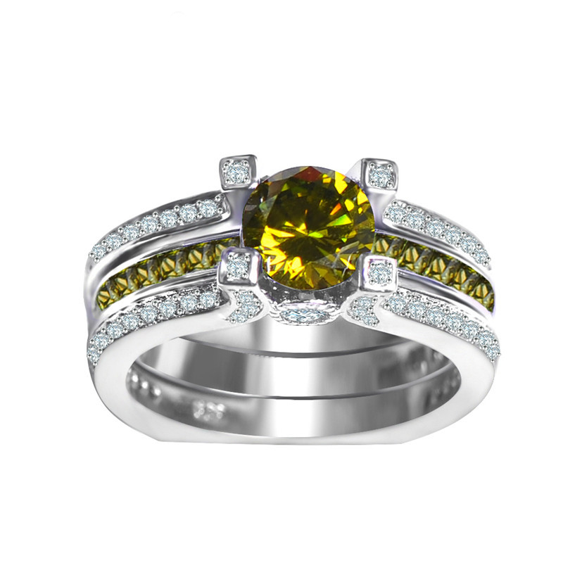 2 Piece August White Gold Filled Ring