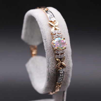November Birthstone Rainbow Topaz Gold Bracelet