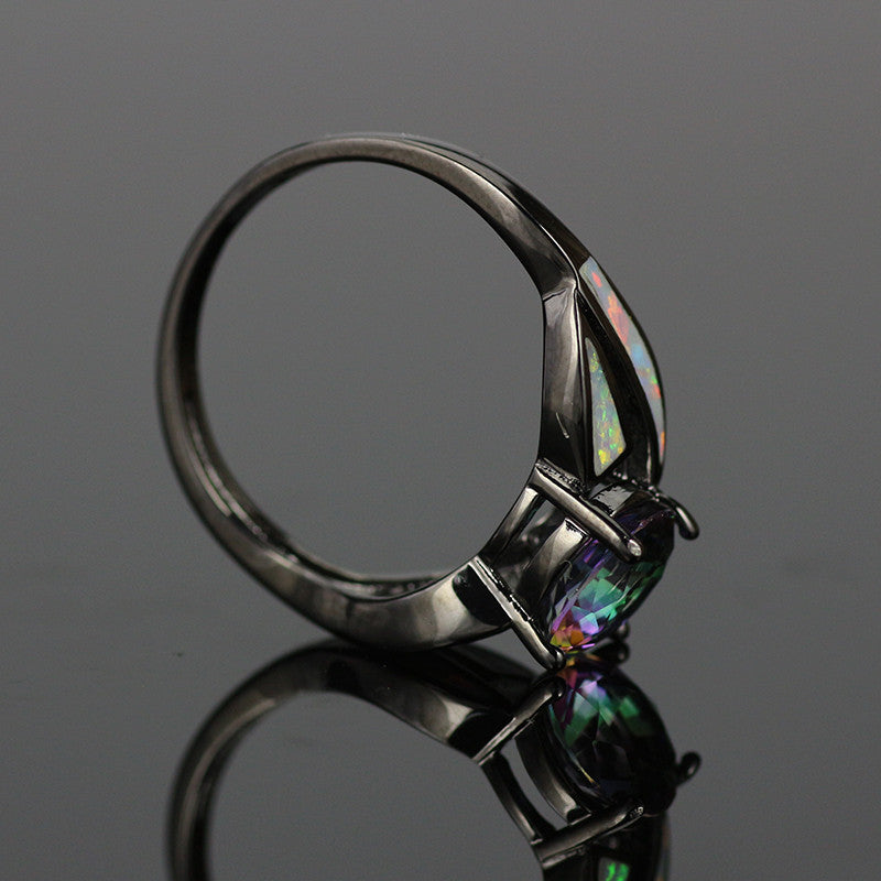 Mystic Fire Opal accented November Birthstone ring