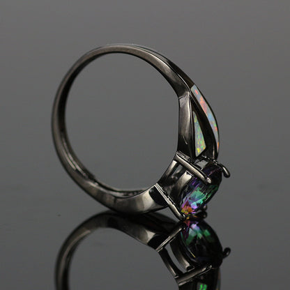 Mystic Fire Opal accented November Birthstone ring