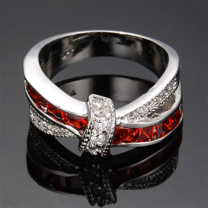 Thin Red Line Cross-Finger Ring