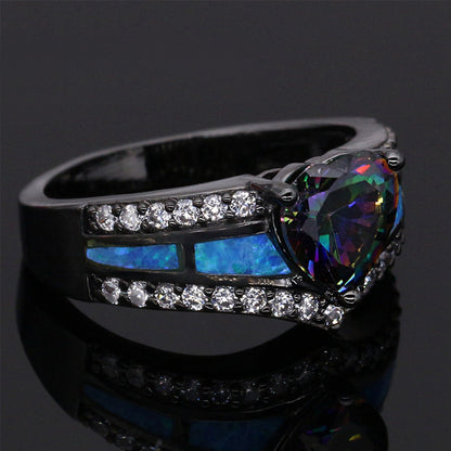 November Birthstone Rainbow Topaz Love Ring