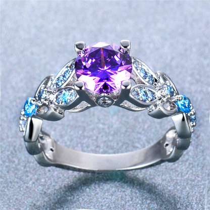 February Aquamarine Vine Birthstone Ring