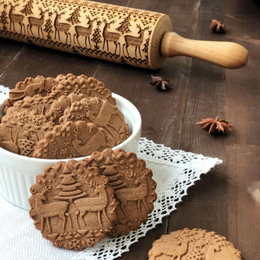 2018 Christmas Embossing Rolling Pin