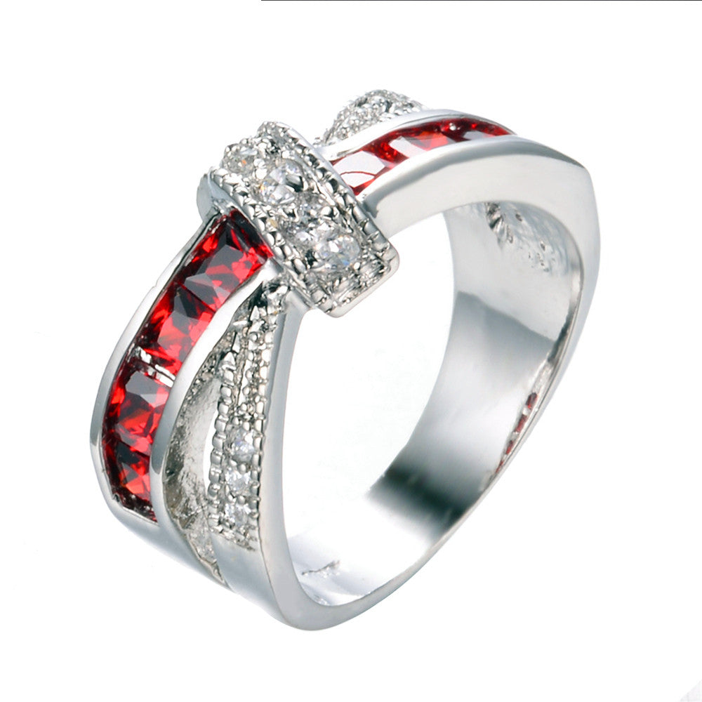 Thin Red Line Cross-Finger Ring