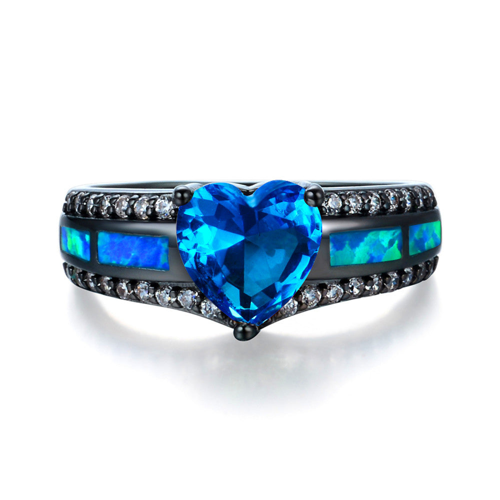 Blue Topaz November Heart Birthstone Ring