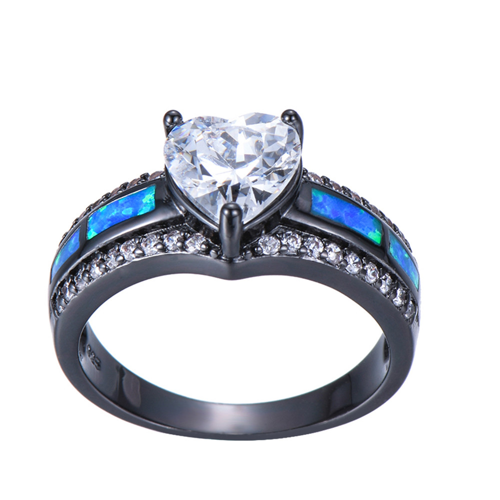 April Black Gold Filled Heart Birthstone Ring