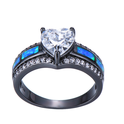 April Black Gold Filled Heart Birthstone Ring