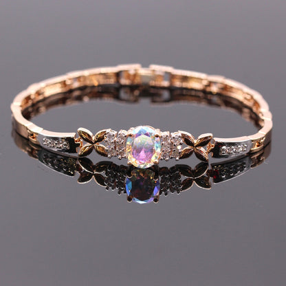 November Birthstone Rainbow Topaz Gold Bracelet