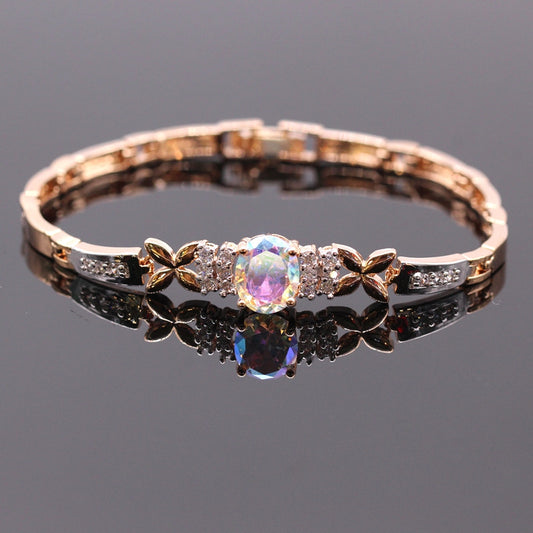 November Birthstone Rainbow Topaz Gold Bracelet