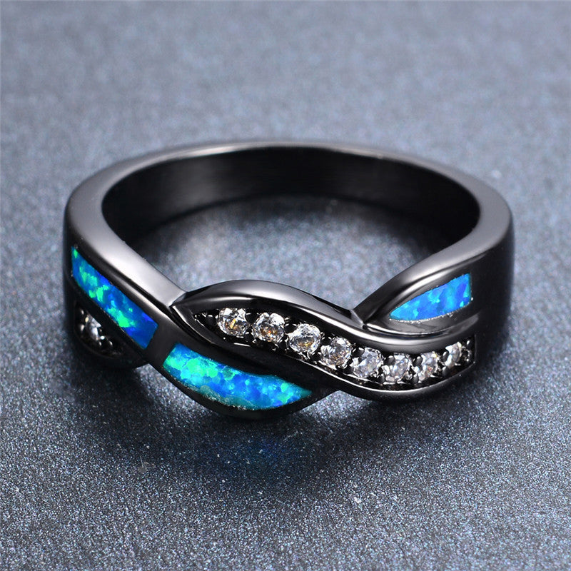 Twisted Path Blue Opal Ring