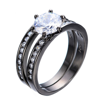 Double Ring Set Round Black (White)