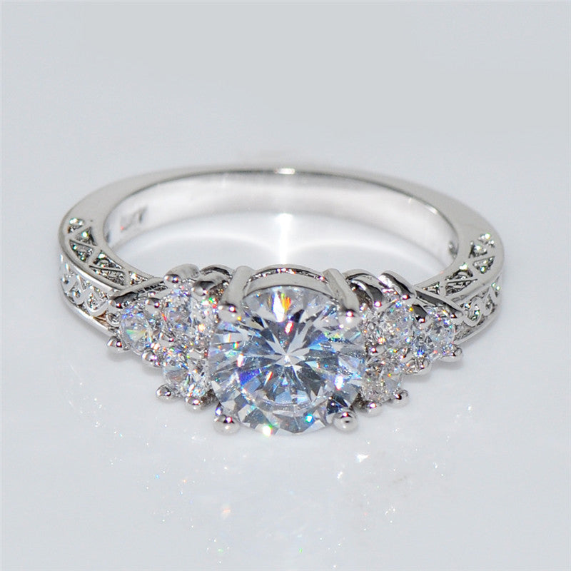 White Gold Filled  April Birthstone Ring