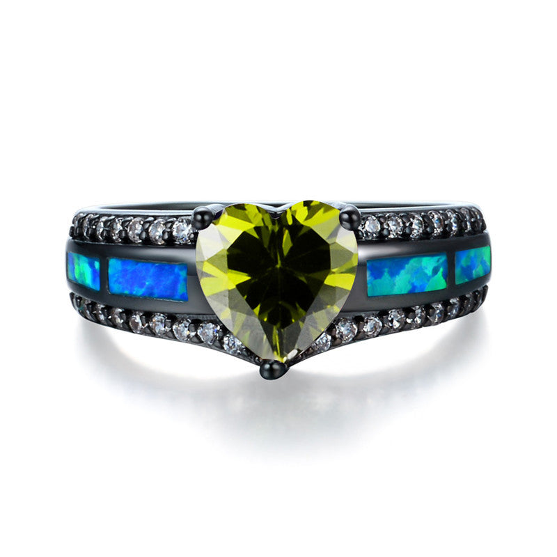 August  Black Gold Filled Heart Birthstone Ring