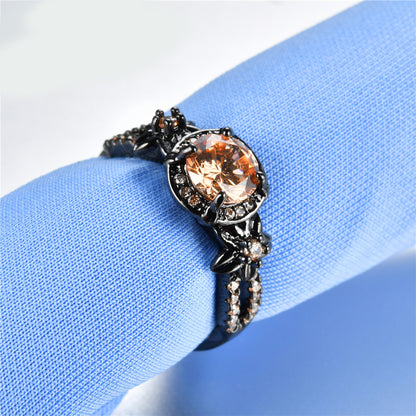 Black Gold Filled Citrine November Birthstone Ring