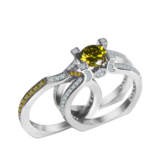 2 Piece August White Gold Filled Ring