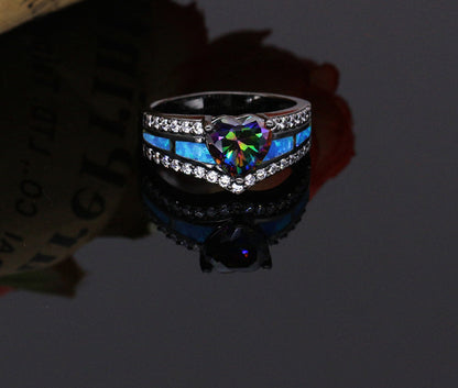 November Birthstone Rainbow Topaz Love Ring