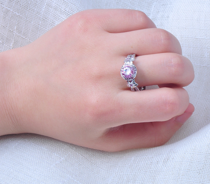 White Gold Filled Pink Sapphire September Birthstone Ring