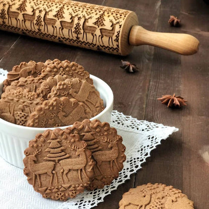 2018 Christmas Embossing Rolling Pin