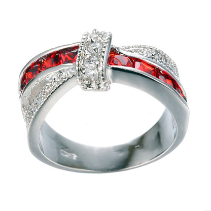 Thin Red Line Cross-Finger Ring