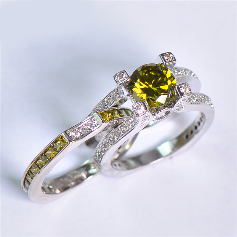 2 Piece August White Gold Filled Ring