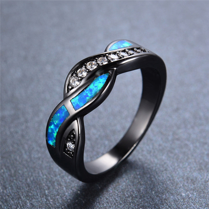 Twisted Path Blue Opal Ring