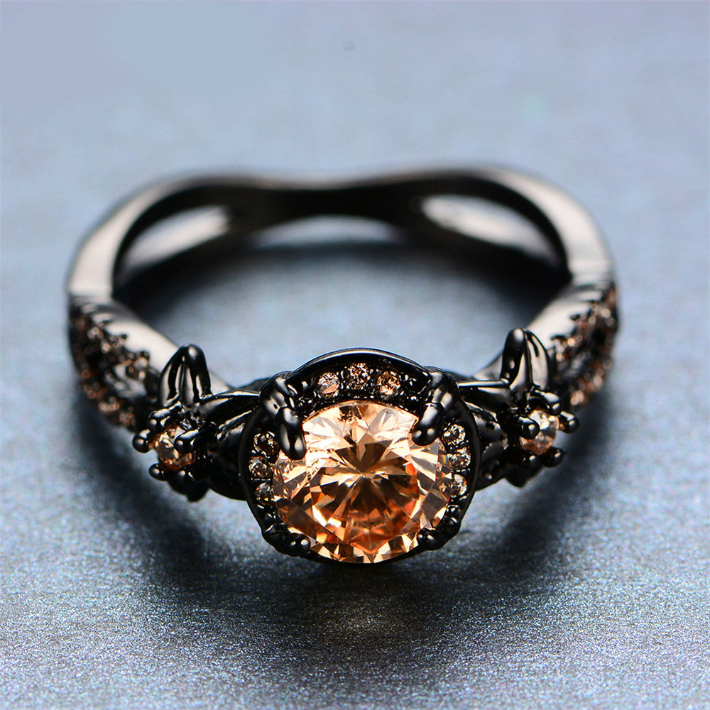 Black Gold Filled Citrine November Birthstone Ring