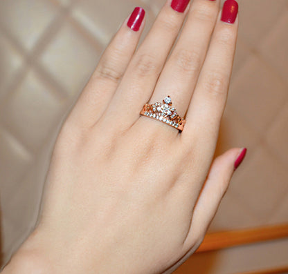 Ornate Queen Crown April Birthstone Ring