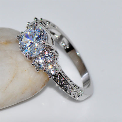 White Gold Filled  April Birthstone Ring