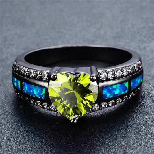August  Black Gold Filled Heart Birthstone Ring