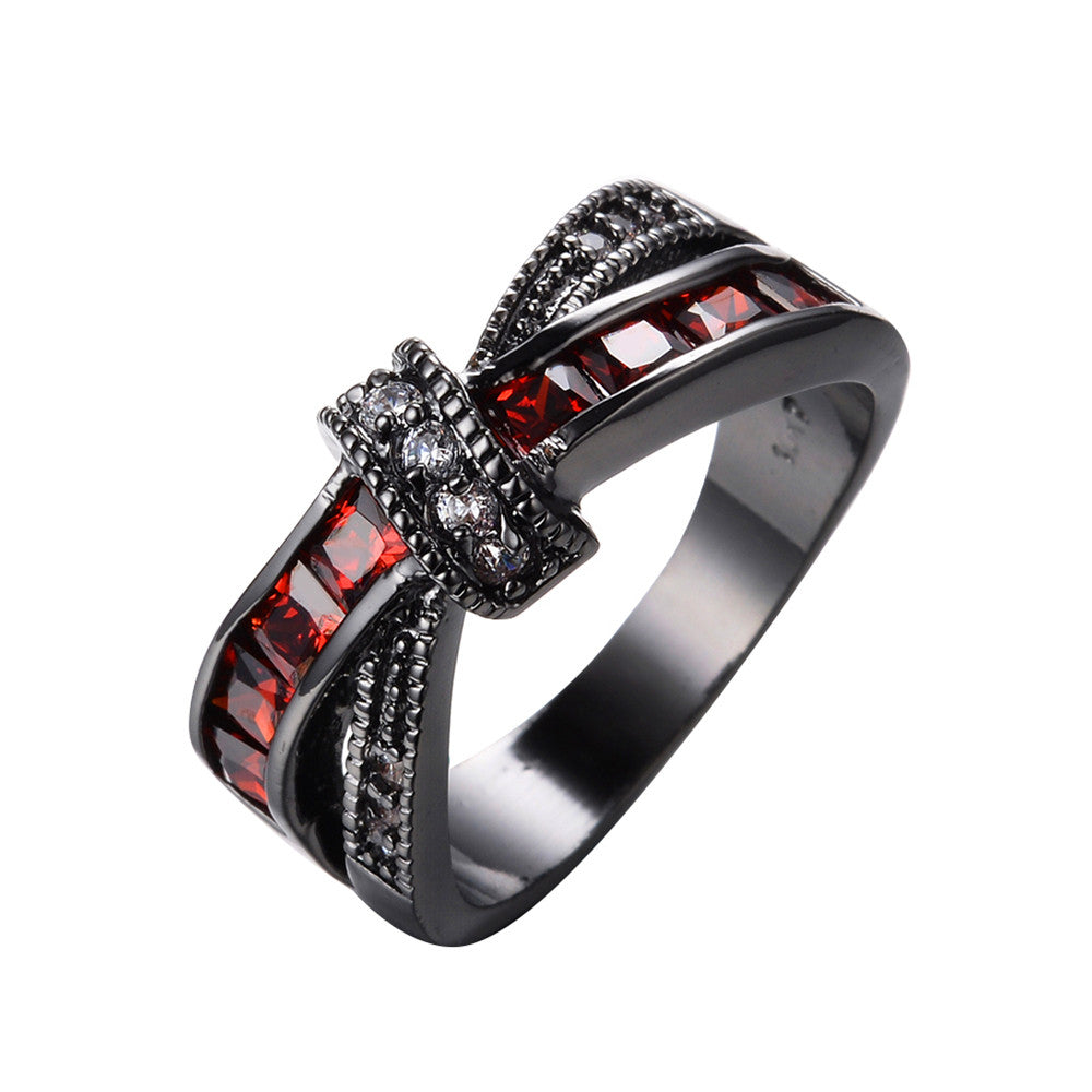 Thin Red Line Cross-Finger Ring