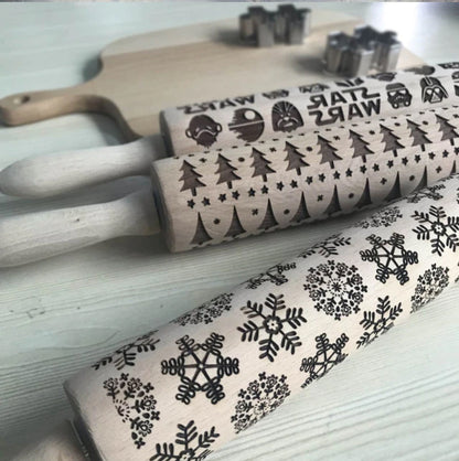 2018 Christmas Embossing Rolling Pin