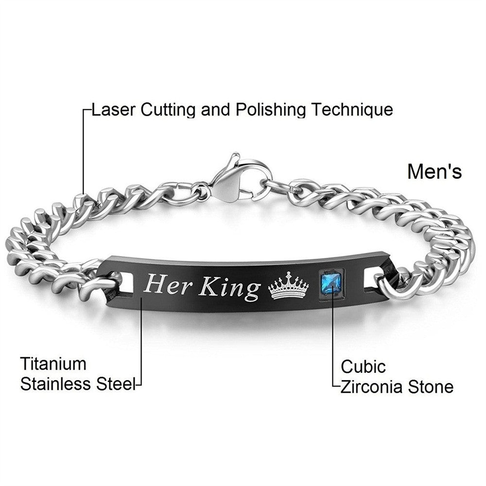 His Queen and Her King Titanium Bracelets