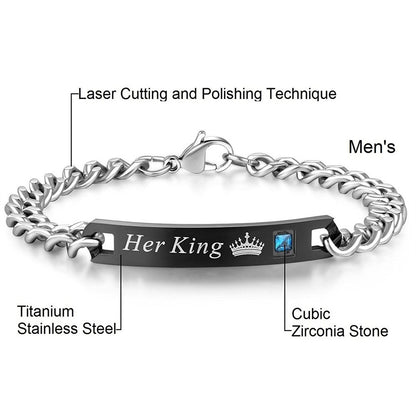 His Queen and Her King Titanium Bracelets