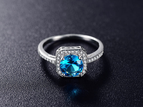 March Birthstone Square Ring