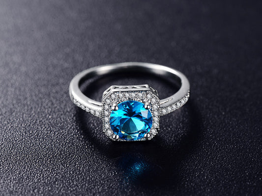 March Birthstone Square Ring