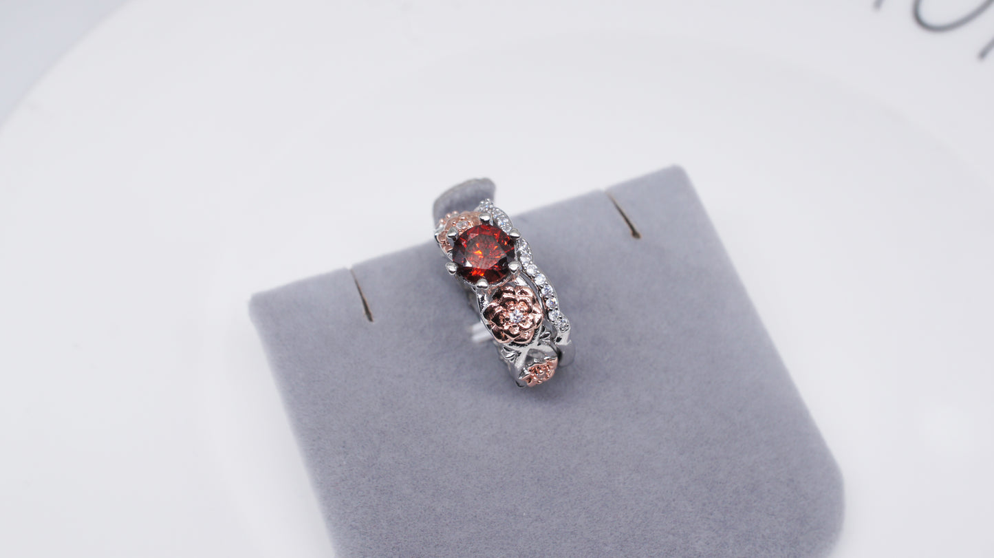 January Floral Birthstone Ring