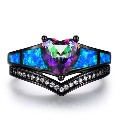 August Dual Set Heart Birthstone Ring