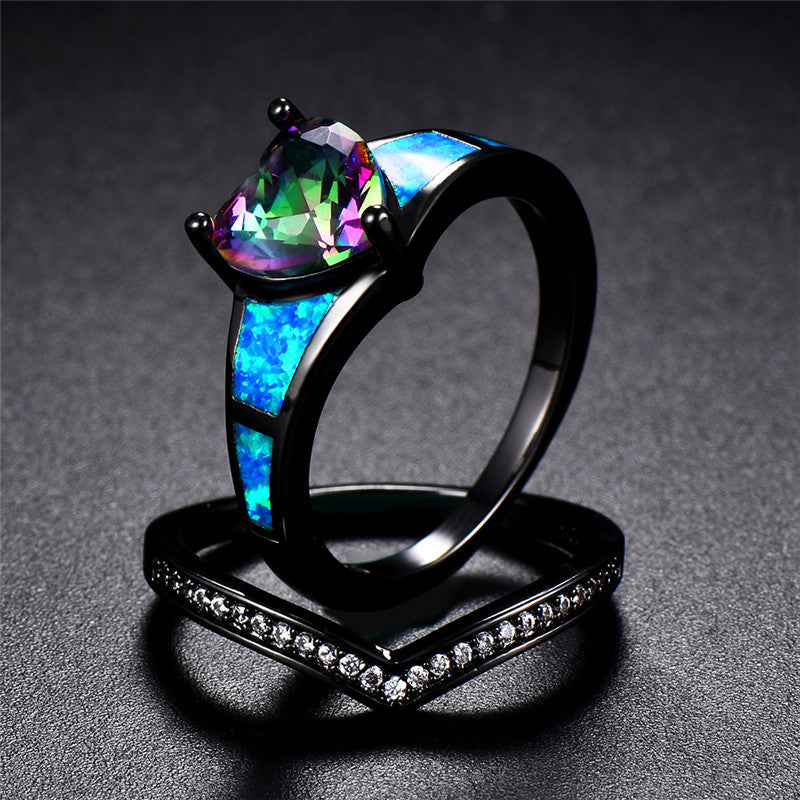 August Dual Set Heart Birthstone Ring