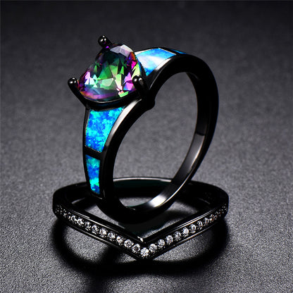 August Dual Set Heart Birthstone Ring