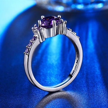 February Purple Amethyst Birthstone Ring