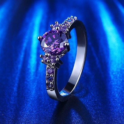 February Purple Amethyst Birthstone Ring
