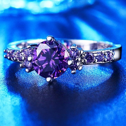 February Purple Amethyst Birthstone Ring