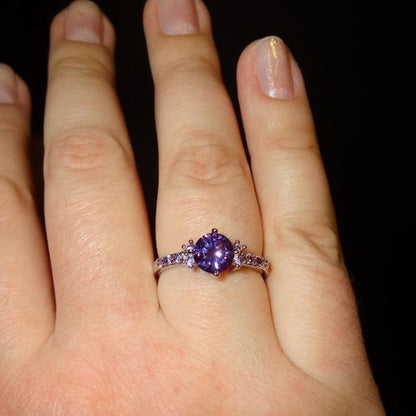 February Purple Amethyst Birthstone Ring