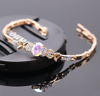 November Birthstone Rainbow Topaz Gold Bracelet