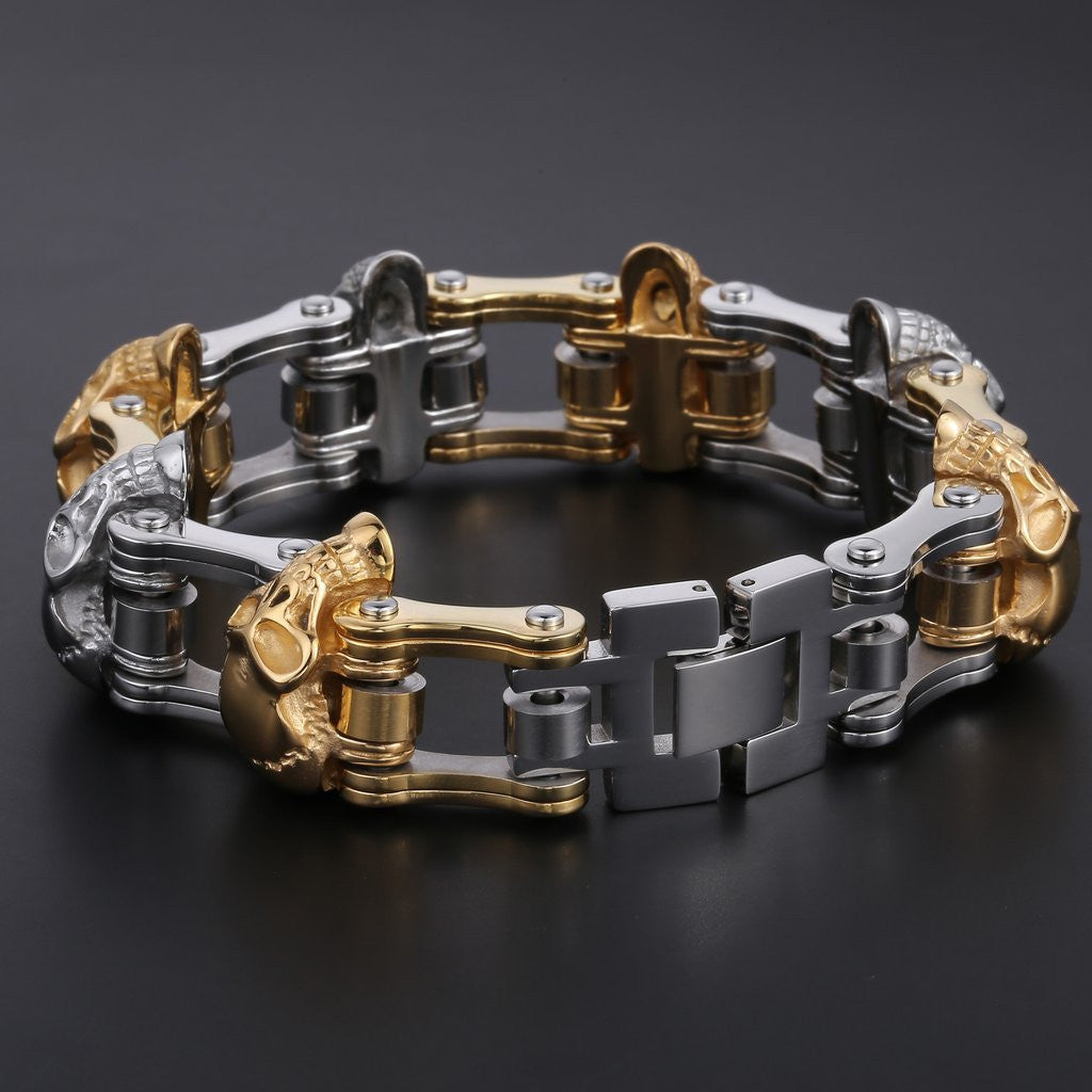 Biker's Stainless Steel Skull Bracelet