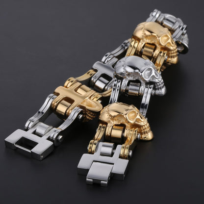Biker's Stainless Steel Skull Bracelet